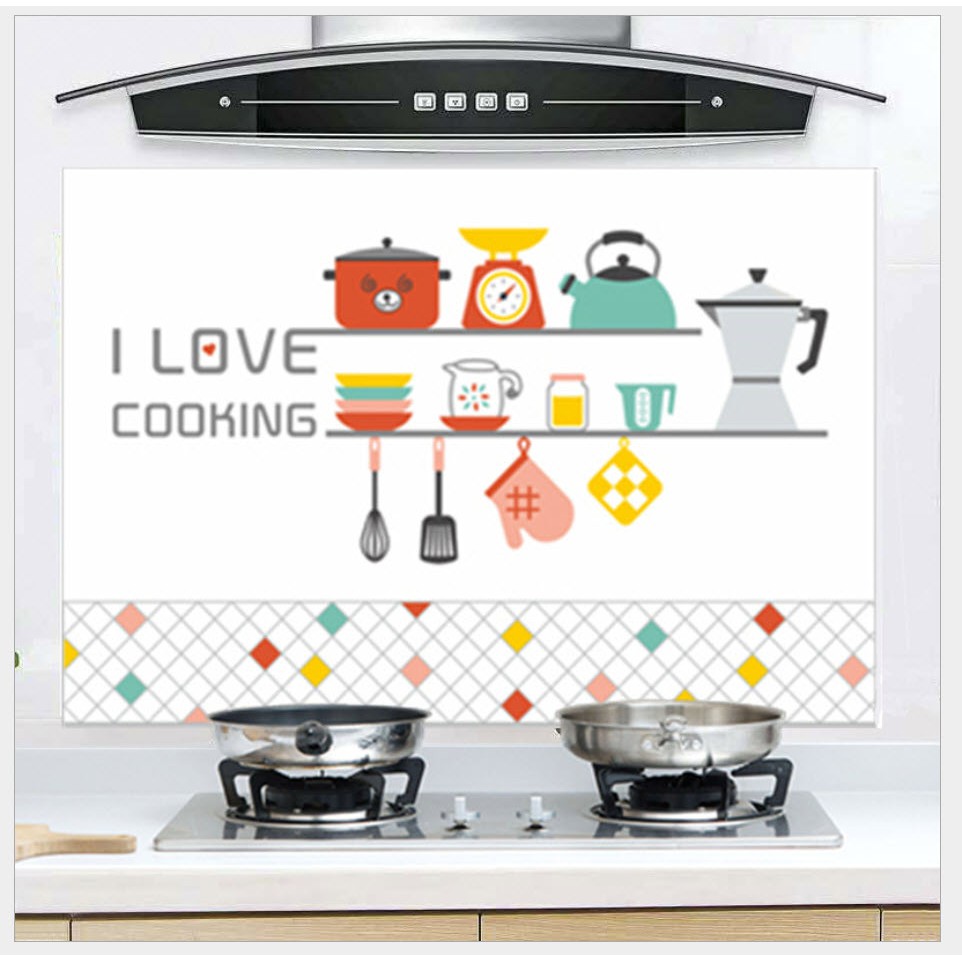 [HCM] Giấy dán tường nhà bếp, miếng dán bếp chống bắn dầu mỡ, chịu nhiệt cao, giúp trang trí bếp KT 60x90, 60x100
