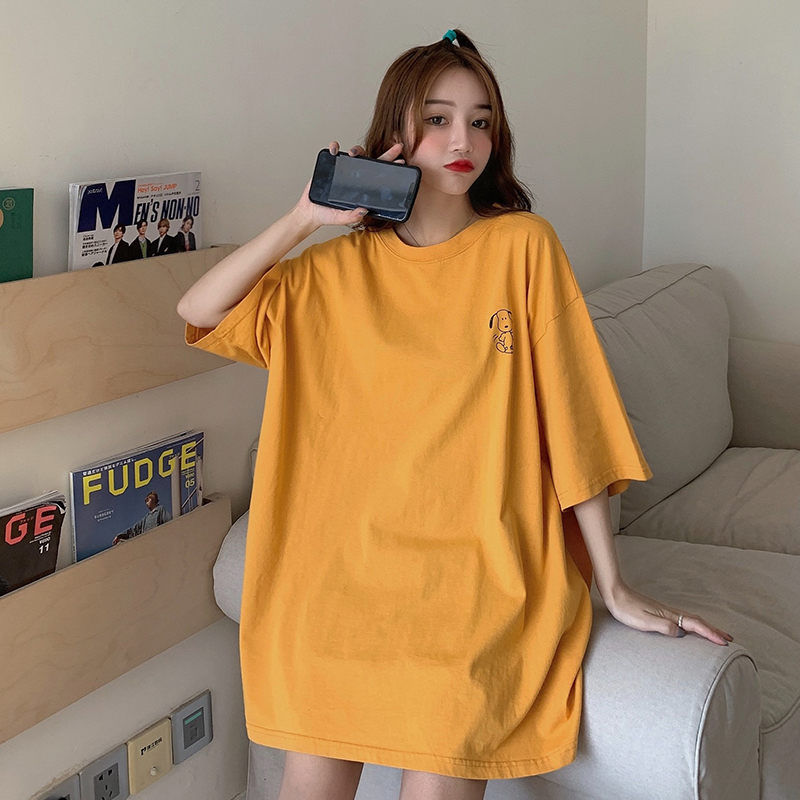 SUXI Áo Thun Thiết Kế Tay Ngắn Kích Thước Oversize 4 Màu Tùy Chọn