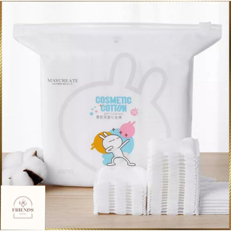 Bông tẩy trang 3 lớp, khăn tẩy trang Cotton Pads Maycreate 150 miếng tẩy trang da mặt