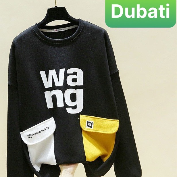 ÁO SWEATER NỈ CHUI NAM NỮ CHẤT NỈ DÀY CHỮ WA TÚI HỘP 2 MÀU PHONG CÁCH HÀN QUỐC- DUBATI FASHION