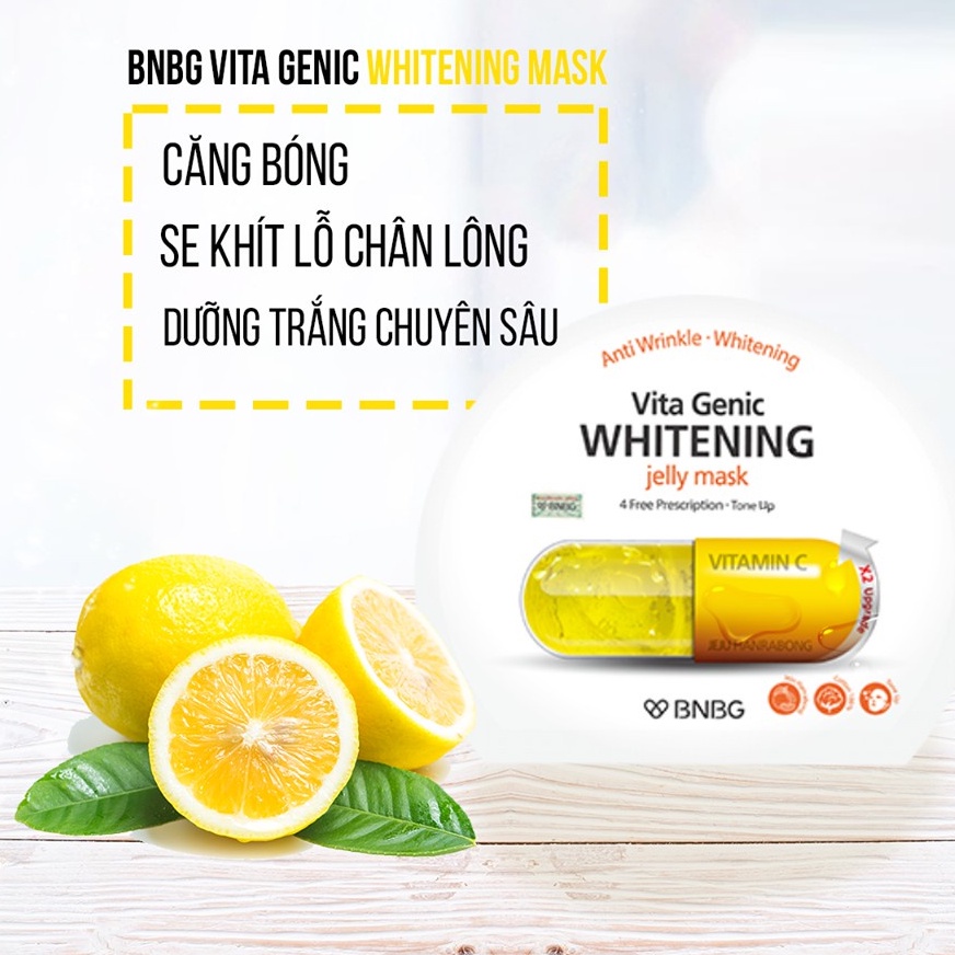 Hộp 10 Mặt Nạ BNBG dưỡng da trắng sáng, làm đều màu da Vitamin C Vita Genic Whitening Jelly Mask 30mlx10