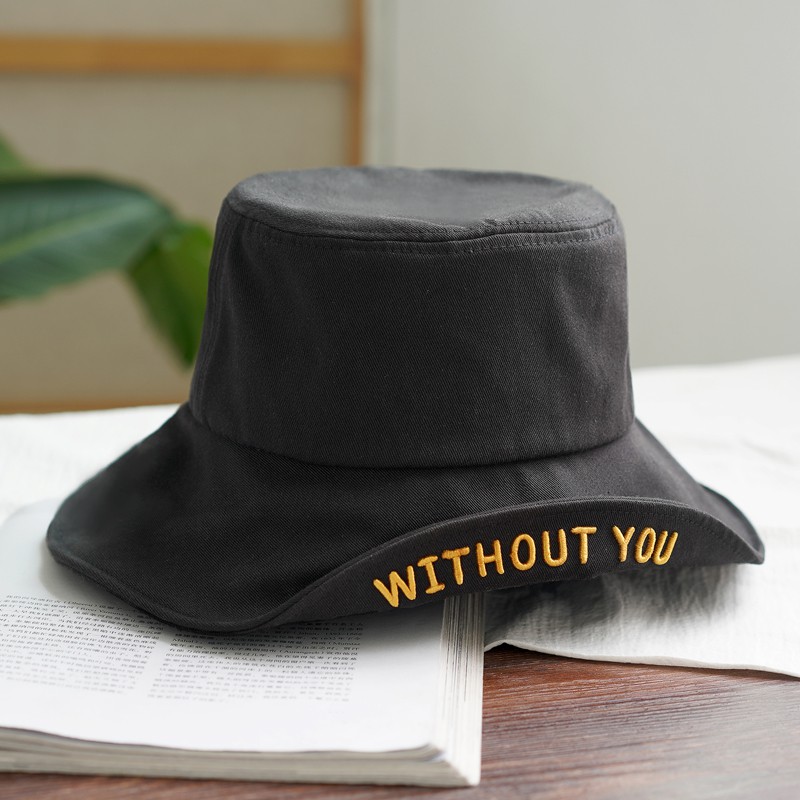 Mũ Nón Bucket Nữ Nam thêu chữ Without You kiểu dáng đơn giản; M09 – MOZETO