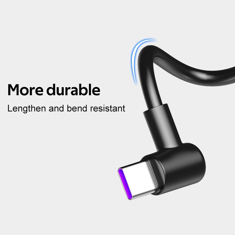 5A Elbow Type-C Charging Cable For Samsung Huawei Xiaomi RedMi OPPO USB C Type-C Cable
