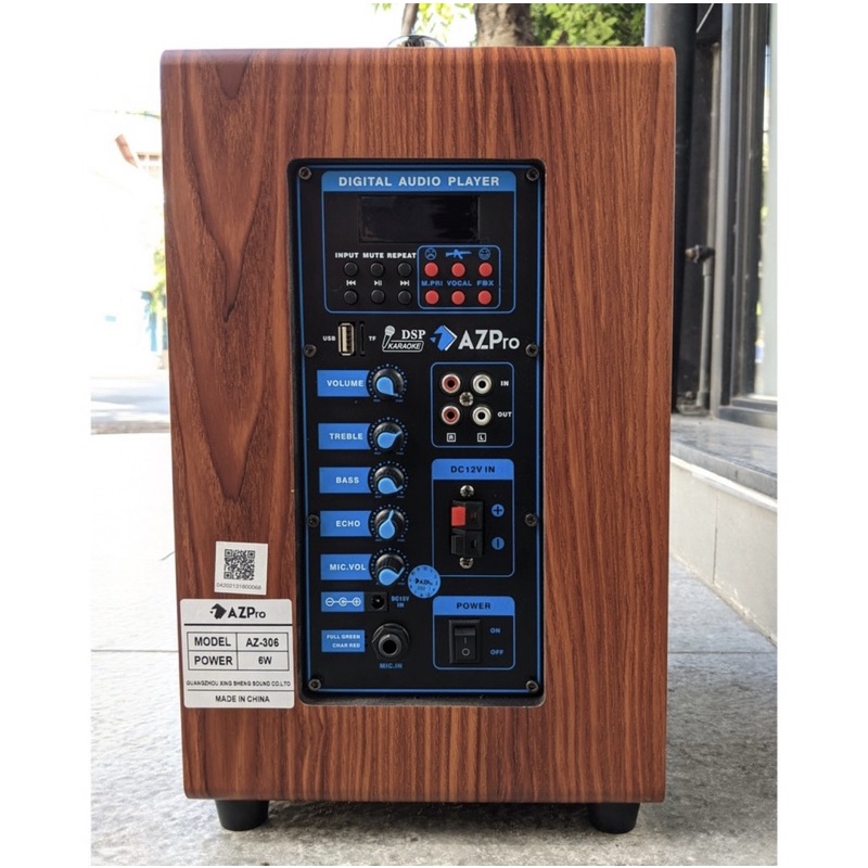 Loa kéo AZPro AZ 306 Loa Karaoke di động bass 1.5 tấc Tặng kèm 2 micro không dây Công suất 200W