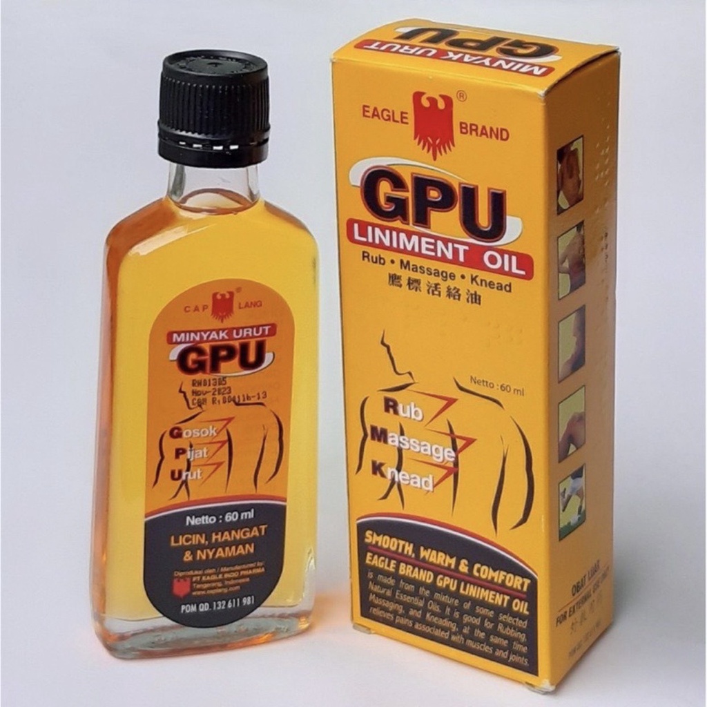 Dầu Gừng Nóng Xoa Bóp Massage GPU Minyak Urut Eagle Brand Thái Lan 60ml