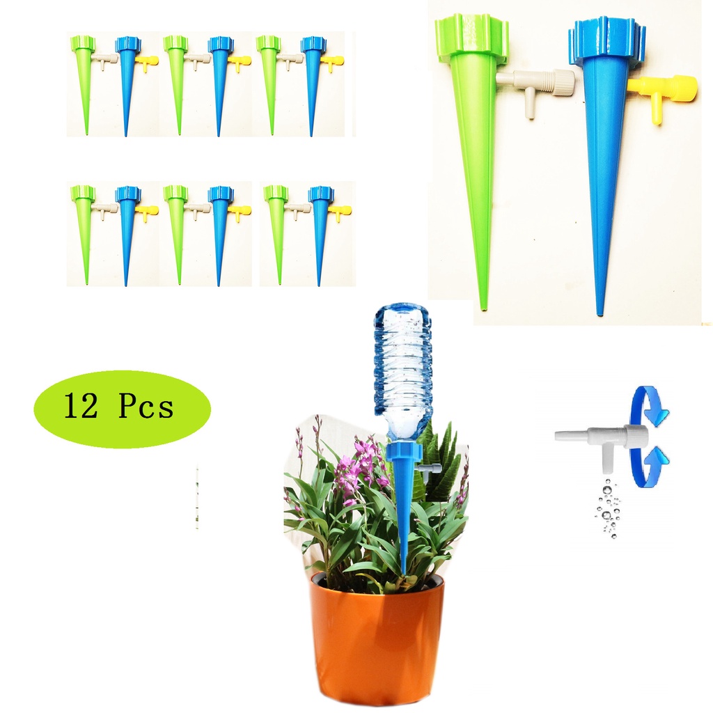 Bộ 10 vòi tưới cây nhỏ giọt tự động có van điều chỉnh tùy ý -Thiết bị nhỏ giọt gắn chai nước RIN