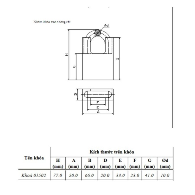 [ CHÍNH HÃNG ] KHÓA VIỆT TIỆP : Khóa chống cắt 01502 ( Khóa cổng )