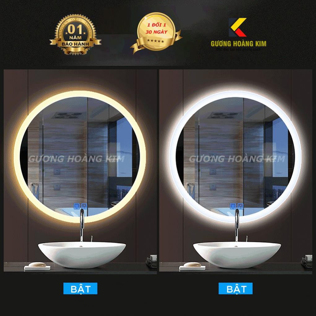 ( giá sỉ ) gương tròn treo tường có đèn led cảm ứng để bàn trang điểm  kich thước D40 - guonghoangkim mirror