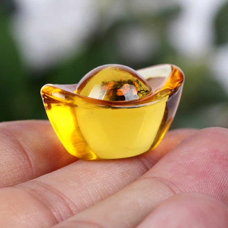 Thỏi vàng kim nguyên bảo bằng pha lê tinh khiết đẹp phong thuỷ