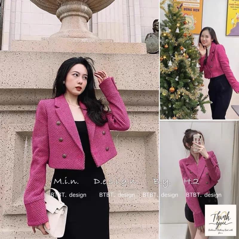 Áo khoác dạ vest dáng croptop dài tay xinh