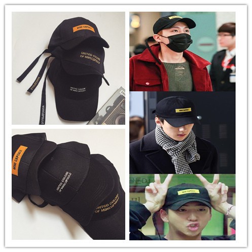 Spot shot BTS BTS Jeong Ho Seok JHOPE EXO SE HUN with the same letter embroidery long belt cap