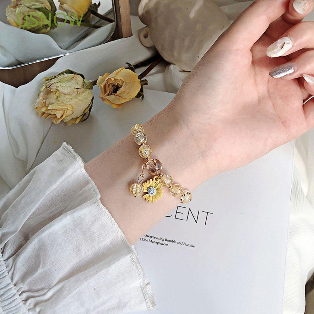 Vòng tay chuỗi hạt tròn màu sắc phong cách Hàn Quốc cho nữ