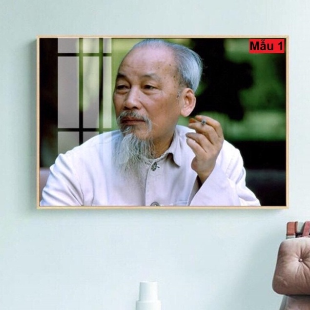 Tranh in Bác Hồ thành phẩm đẹp sẵn treo tranh tráng gương in Uv siêu nét giá rẻ
