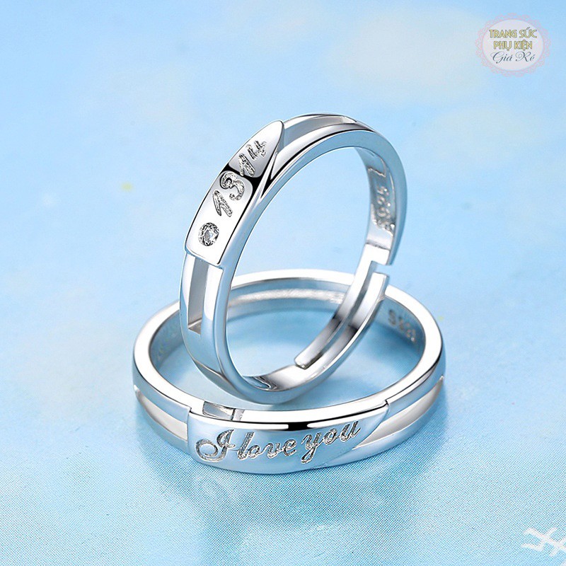 Nhẫn đôi nam nữ "I love you" và "1314", mạ bạc ý 925, cực xinh giá rẻ