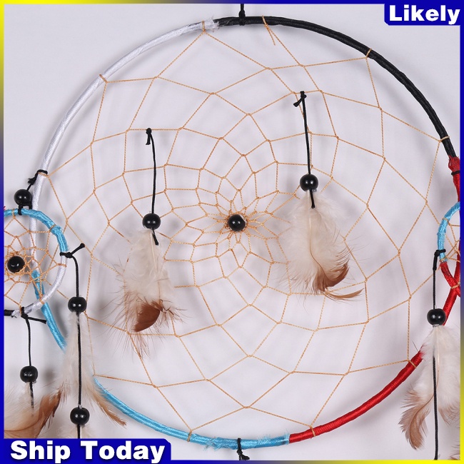 Dreamcatcher Đính Lông Vũ Phong Cách Cổ Điển Độc Đáo Dùng Trang Trí Nhà Cửa