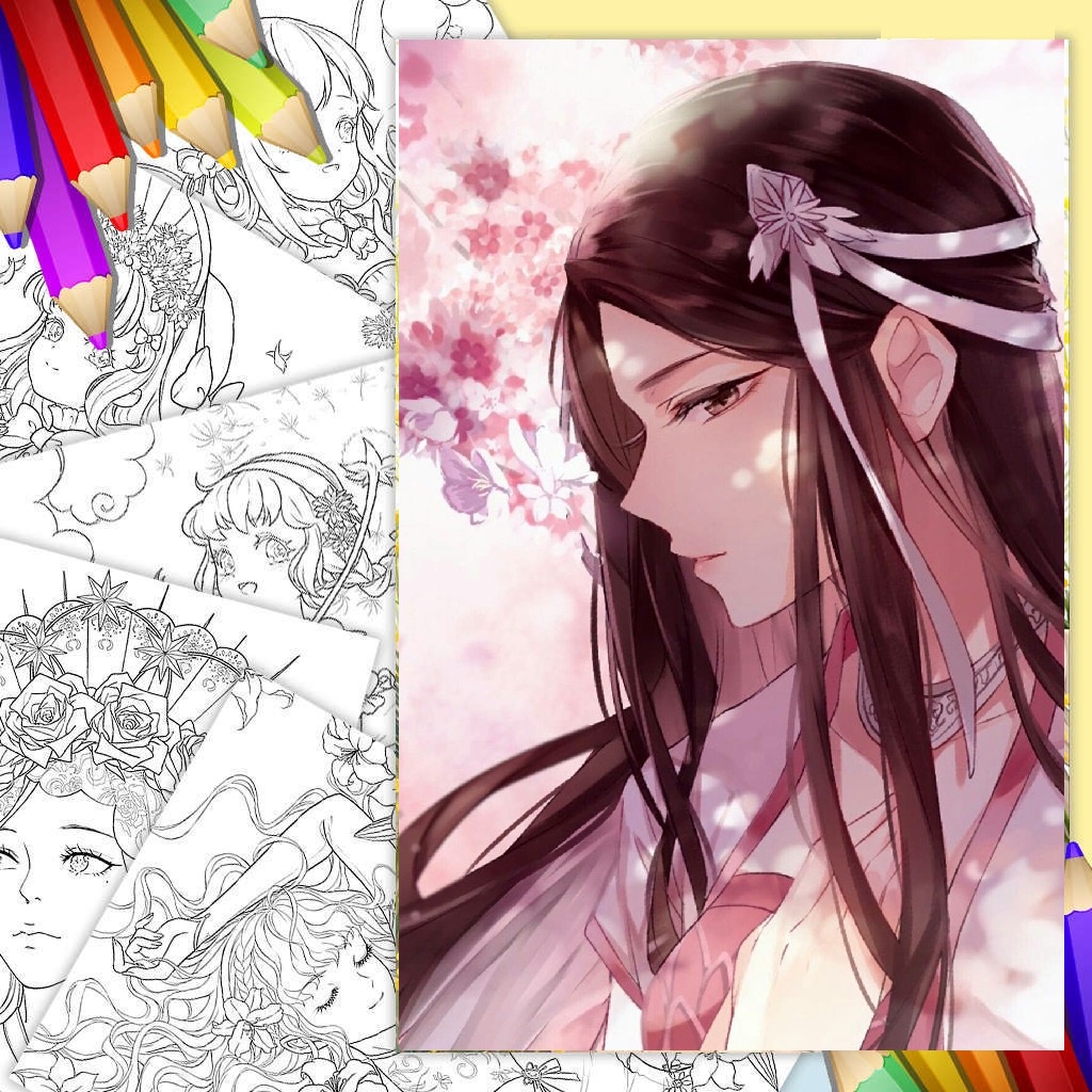 Tranh tô màu chất liệu giấy dày đẹp Anime A4 (Vận chuyển từ 5 tranh)