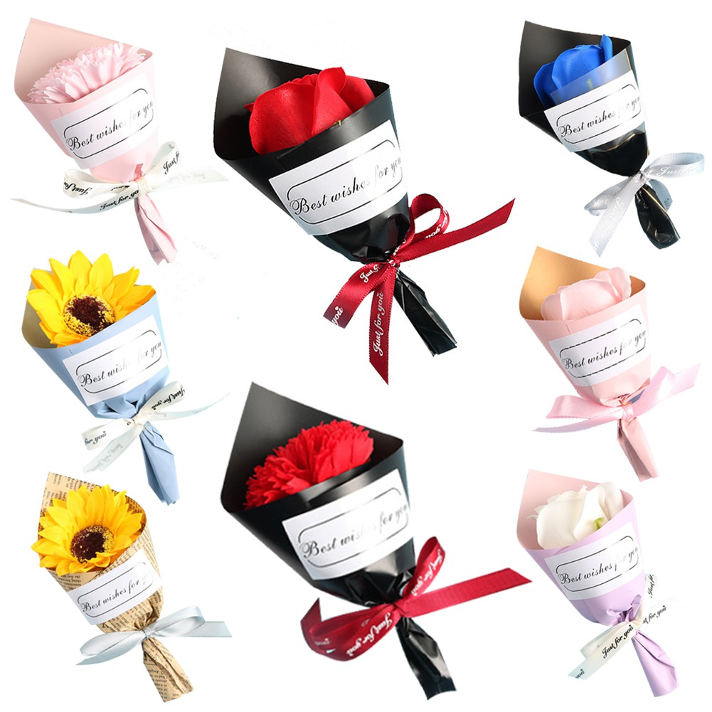 Bó một bông hoa hồng nhân tạo dùng cho trang trí làm quà tặng dịp lễ tình nhân