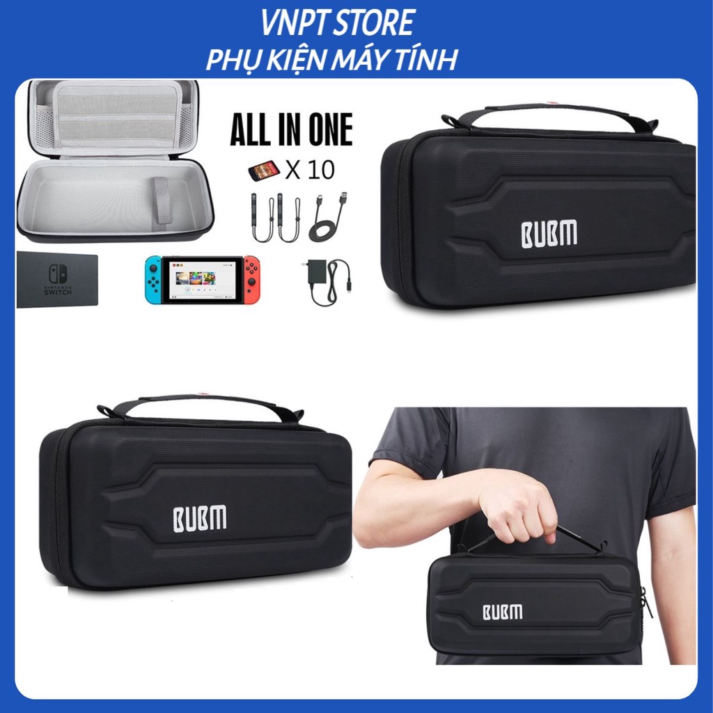 Túi BUBM chống sốc chuyên dụng đựng máy chơi game Nintendo Switch oled và phụ kiện dây sạc, thẻ nhớ USB