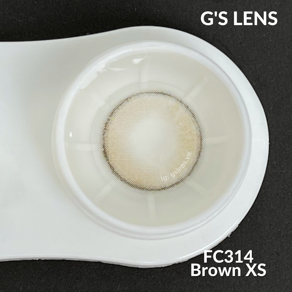 Lens Mắt Kính Áp Tròng Nâu Tự Nhiên Vân Xước Không Giãn Size Xs 14mm Có 0 Đến 6 Độ Cận FC314 Brown G'S LENS