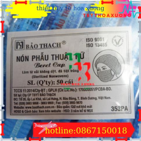 [ Hàng Chính Hãng ] Nón Phẩu Thuật Y Tế Bảo Thạch Tiệt Trùng Từng Cái Túi 50 Cái