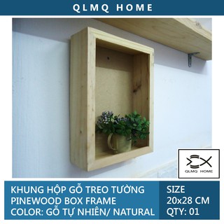 Khung hộp kệ gỗ light box - Size 18x26x5cm - Hộp kệ gỗ thông trang trí treo tường handmade - Box Frame