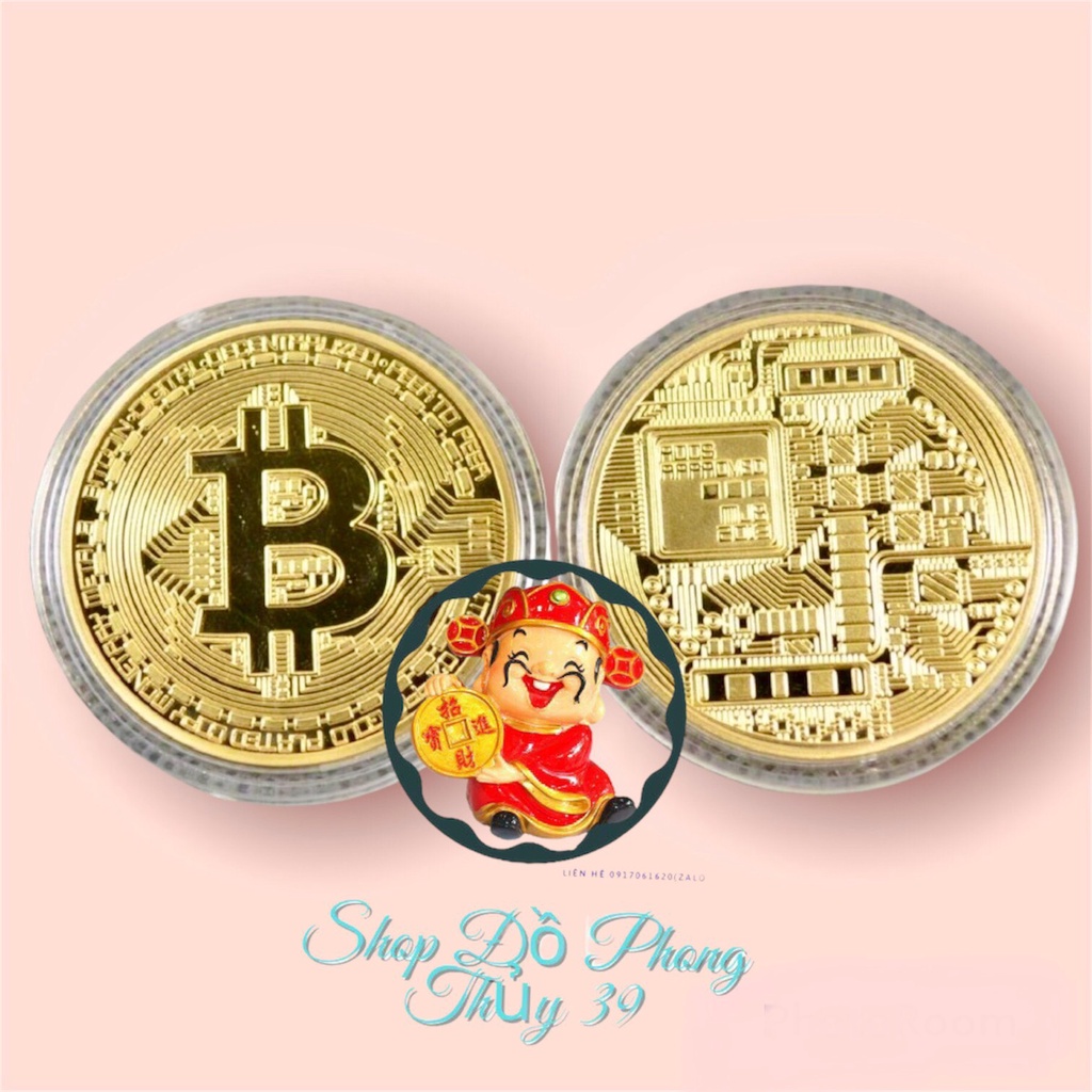 Đồng Xu BitCoin Lưu Niệm Niken Mạ Vàng 24k