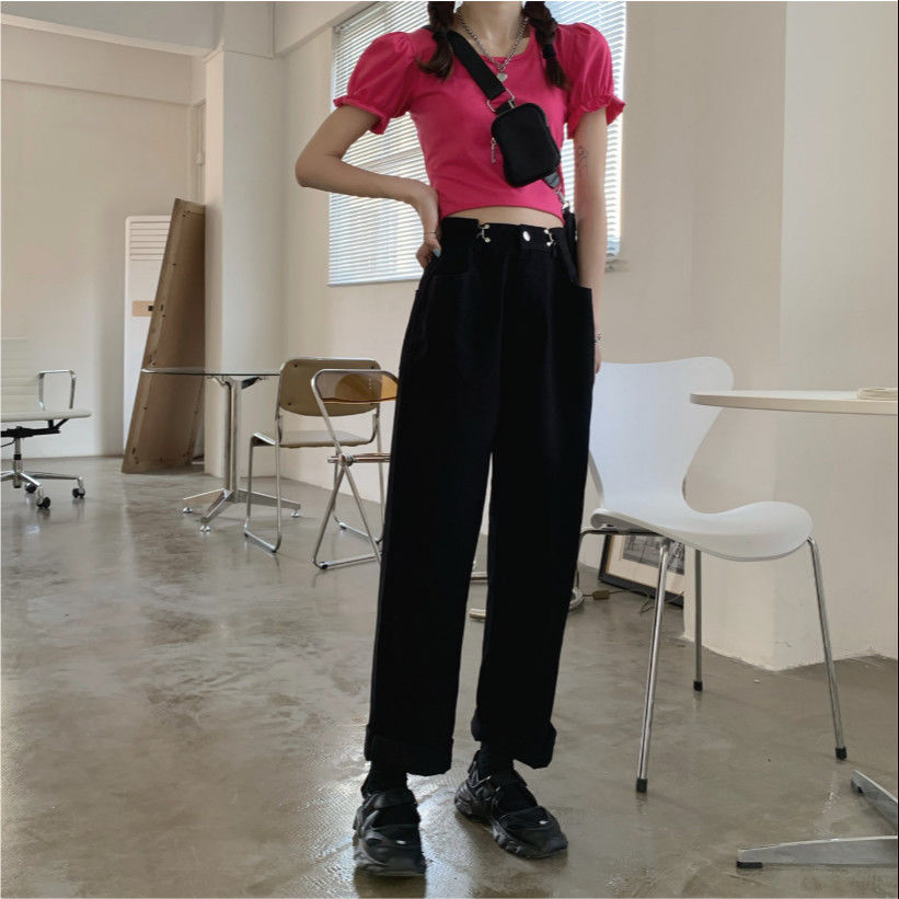 Quần Jeans Nữ Lưng Cao Ống Rộng Thời Trang Hàn Quốc