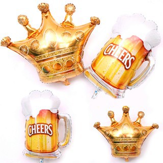 Vương miện, chai ly sâm panh,  nơ bong bóng kiếng cỡ to 60 - 80cm trang trí sinh nhật - Foil balloon