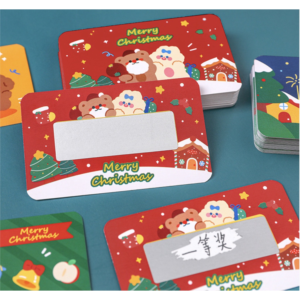 Set 20 Thẻ Bài Cào May Mắn Phong Cách Giáng Sinh Cho Bé