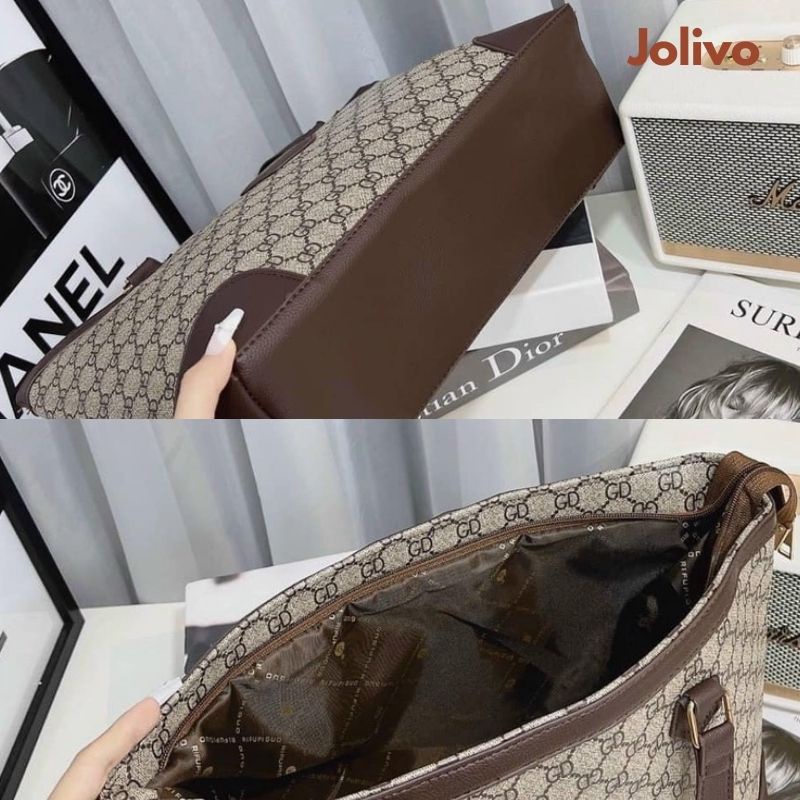 Túi xách nữ bản to Gu.ci kẹp nách xách tay quai da có khóa kéo thời trang JOLIVO T1.036