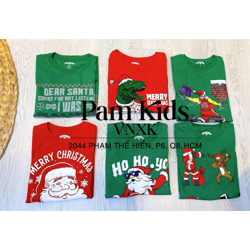 P43 Áo thun Unisex chủ đề Giáng sinh Noel Đỏ hàng xuất xịn cho bé trai bé gái