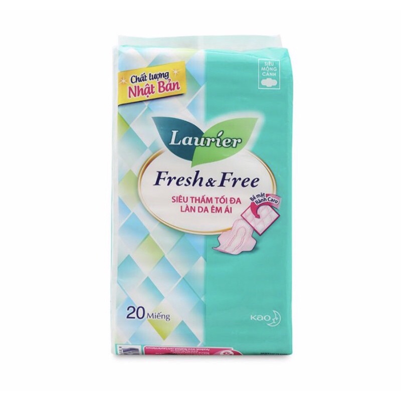 Băng Vệ Sinh Laurier Fresh & Free Siêu Mỏng Cánh (Gói 20 Miếng)