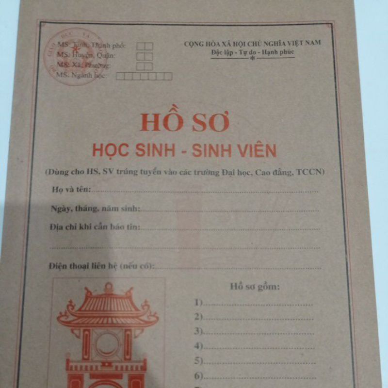 Hồ sơ học sinh sinh viên/ hồ sơ trúng tuyển (50 bộ)