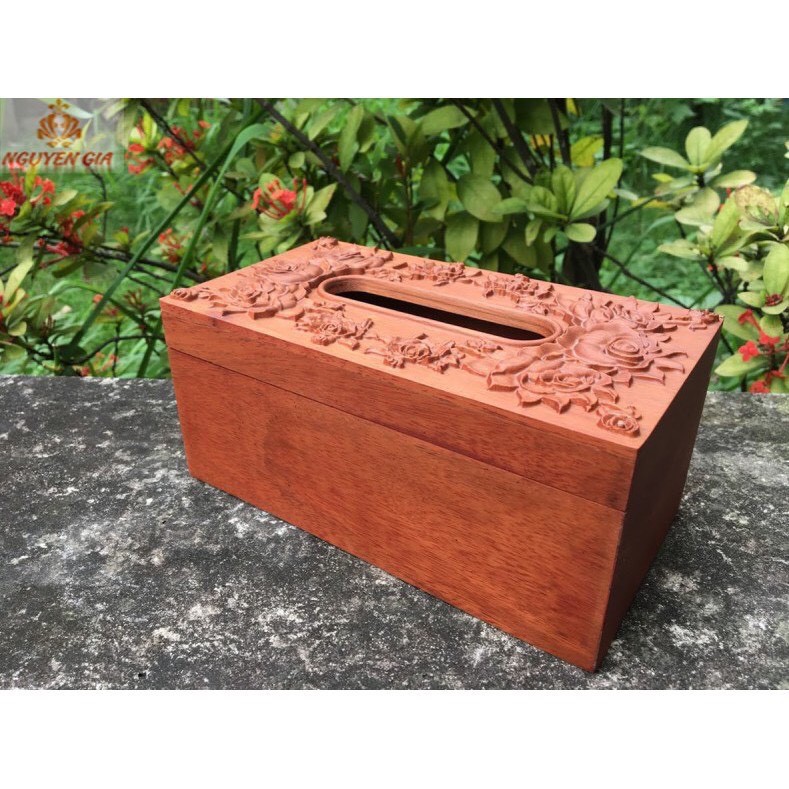 Hộp Đựng Giấy Ăn Gỗ Hương Điêu Khắc