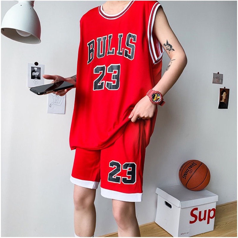 [Mã SKAMSALE06 giảm 10% tối đa 100K đơn 150K] Set bộ thể thao bóng rổ chất lưới - Bulls 23