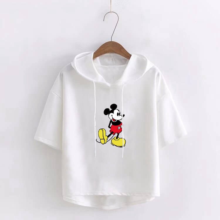 Áo Hoodie Có Nón Ngắn Tay Thời Trang Cho Nữ