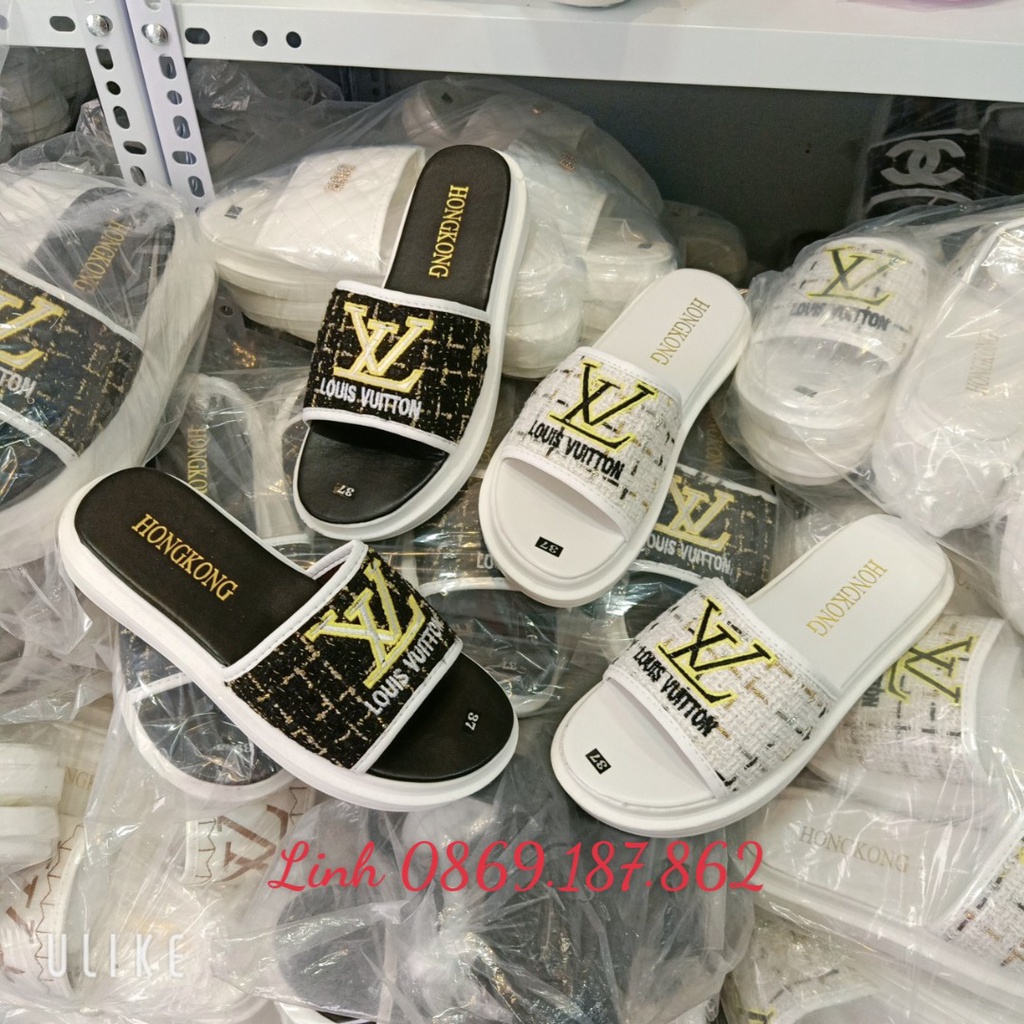 Dép Bánh Mì Dép Nữ Quai Ngang Dạ Thêu Sắc Nét Đế PU Siêu Nhẹ 3 Phân Cực Êm Mẫu Mới Nhất DTLVVV