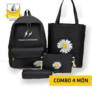 [COMBO 4 MÓN] Balo nữ đi học 4 món HOA CÚC 2S - 3 màu