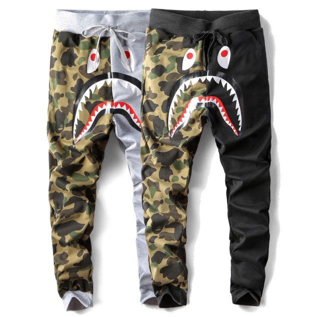 BAPE Quần Dài cá mập Họa Tiết Rằn Ri Phong Cách Mới Cho Nam Và Nữ