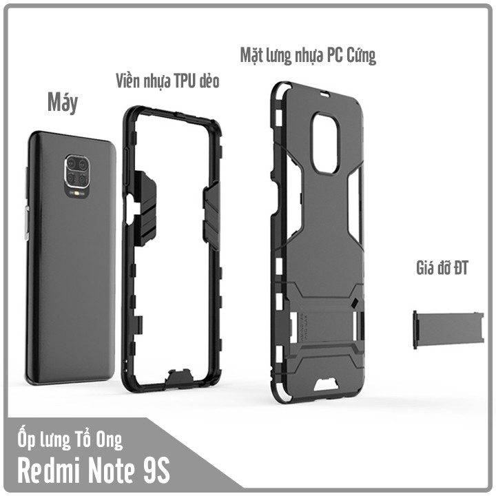 Ốp lưng Xiaomi Redmi Note 9S / Redmi Note 9 Pro Max iRON - MAN Nhựa PC cứng viền dẻo chống sốc