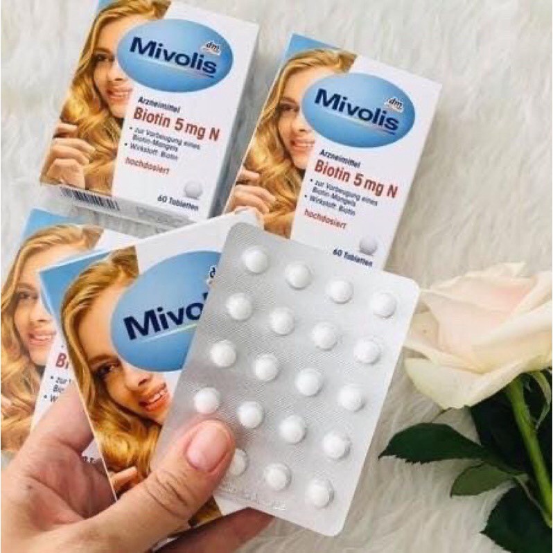 Viên uống đẹp da tóc móng Biotin Mivolis 5mg N 60 viên của Đức