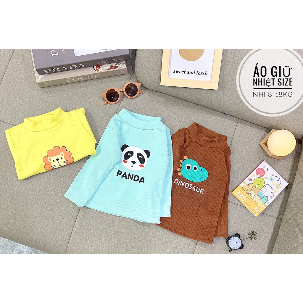 Áo thun cotton dài tay cổ 3p cho bé trai và bé gái 6-18kg