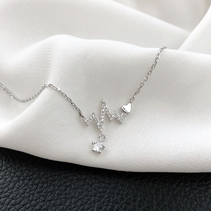 Dây chuyền bạc ý 925 nhịp sóng trái tim vòng cổ nữ
