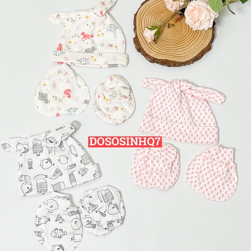 Set nón, bao tay, bao chân cho bé sơ sinh