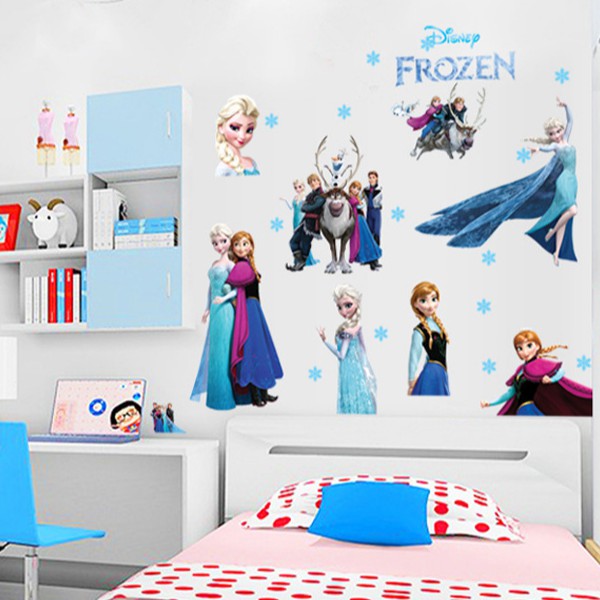 Tranh dán tường cho bé, đề can dán tường cho bé gái công chúa ELSA, hình dán decal sticker công chúa elsa cho bé