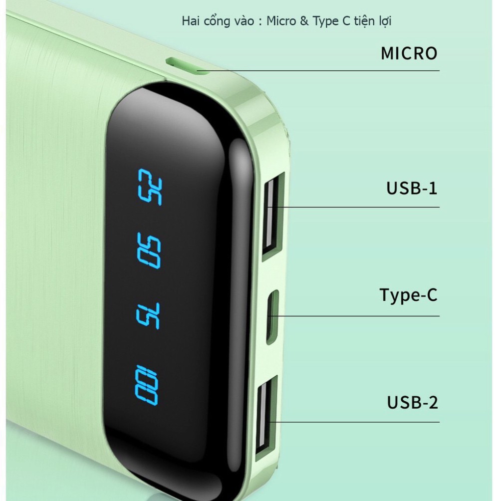 [HÀNG MỚI]  Sạc dự phòng chính hãng 10000mah WK - WP161 hỗ trợ sạc nhanh có 2 cổng USB, 1 cổng micro, 1 cổng typec