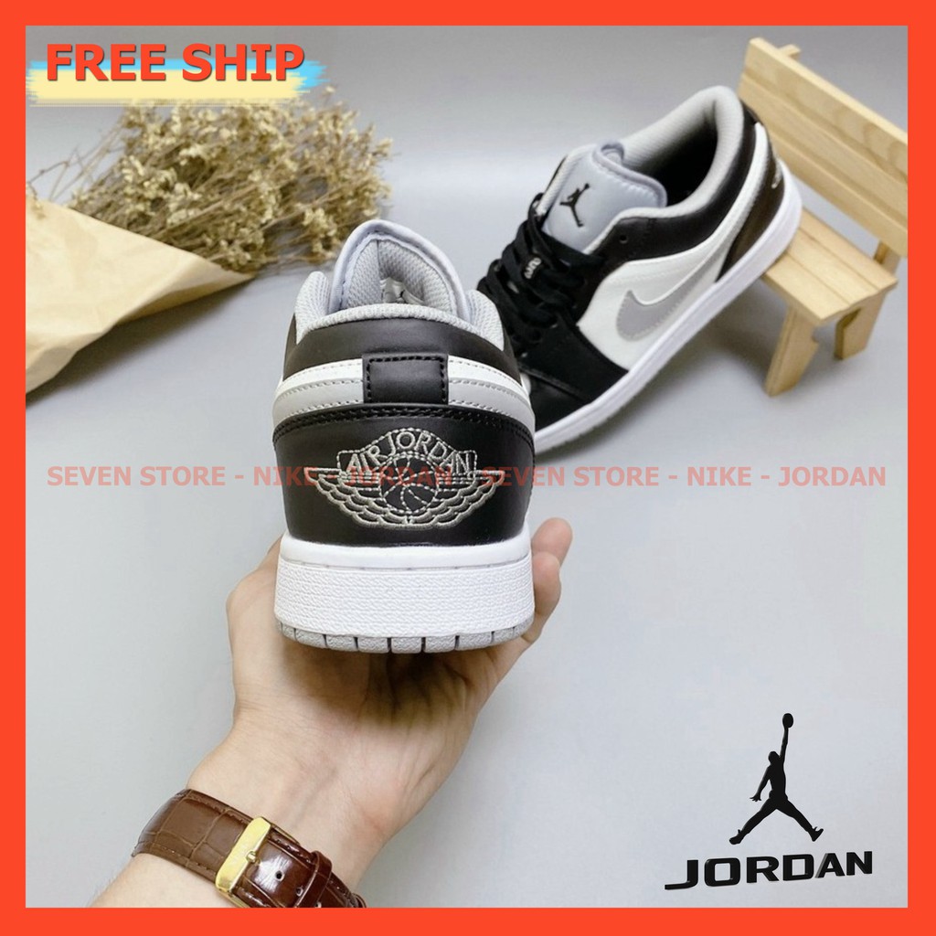 Giày Thể Thao Nam Nữ Jordan JD1 Low Ghi Đen Xám Cổ Thấp Thời Trang Full Box Bill