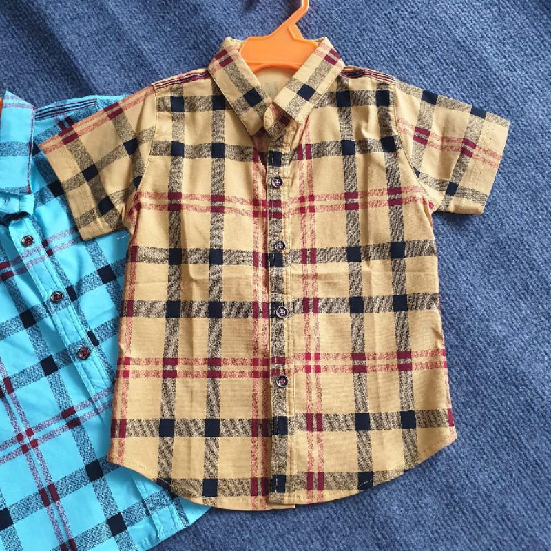 {8-25kg} Áo sơ mi tay ngắn bé trai chất thô co giãn đẹp