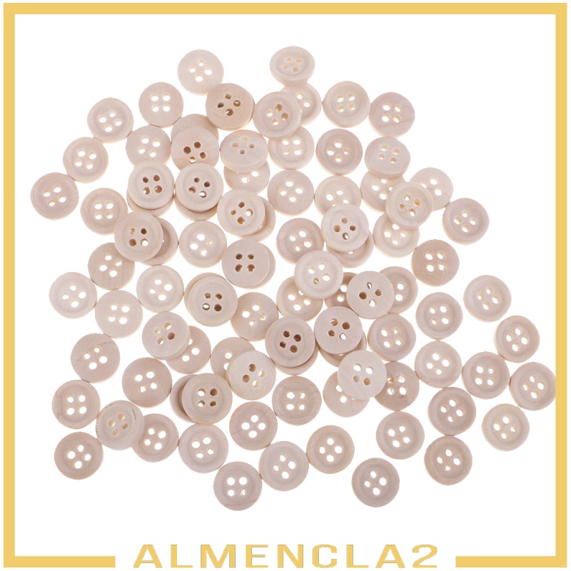 [ALMENCLA2] 40pcs 12mm Wooden Buttons Natural Color Round 4-Hole Sewing Scrapbooking DIY