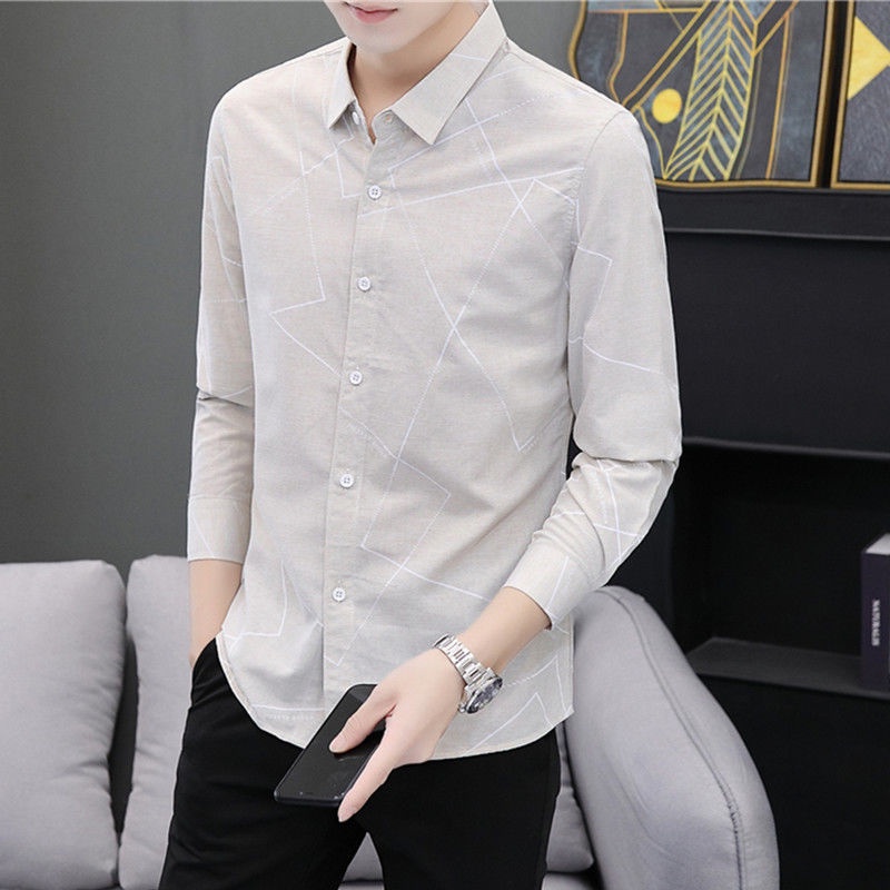 Áo Sơ Mi Dài Tay Thời Trang Công Sở Hàn Quốc Cho Nam
